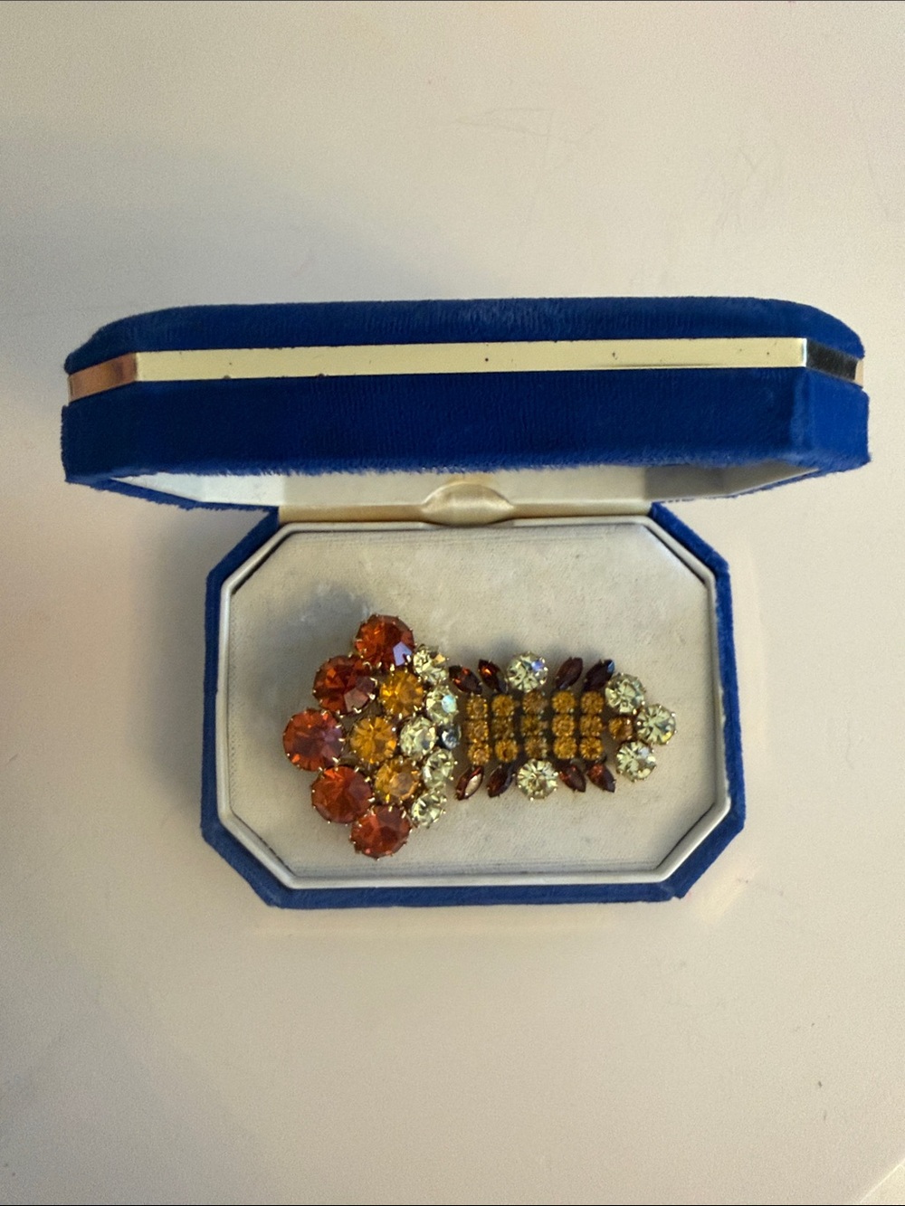 Vintage-Inspired Multicolor Crystal Brooch - Yellow & Amber